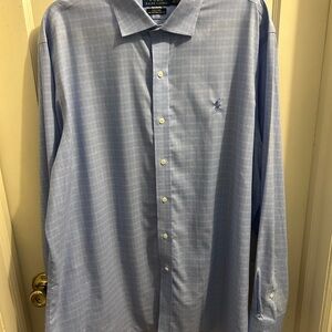 POLO RALPH LAUREN classic blue dress shirt men’s 17 1/2‎ pony  cotton stretch